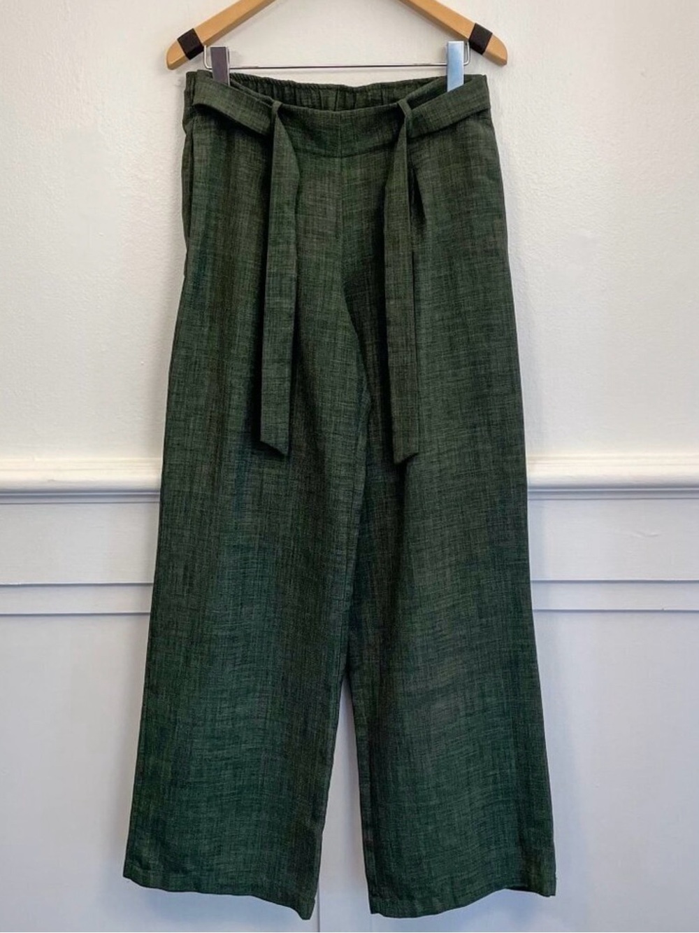 Harlowe & Graham Forest Green Wide-Leg Trousers with Belt – Size Small (NWT)